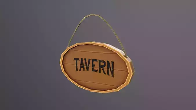 PBR lowpoly stylized tavern sigh nameplate