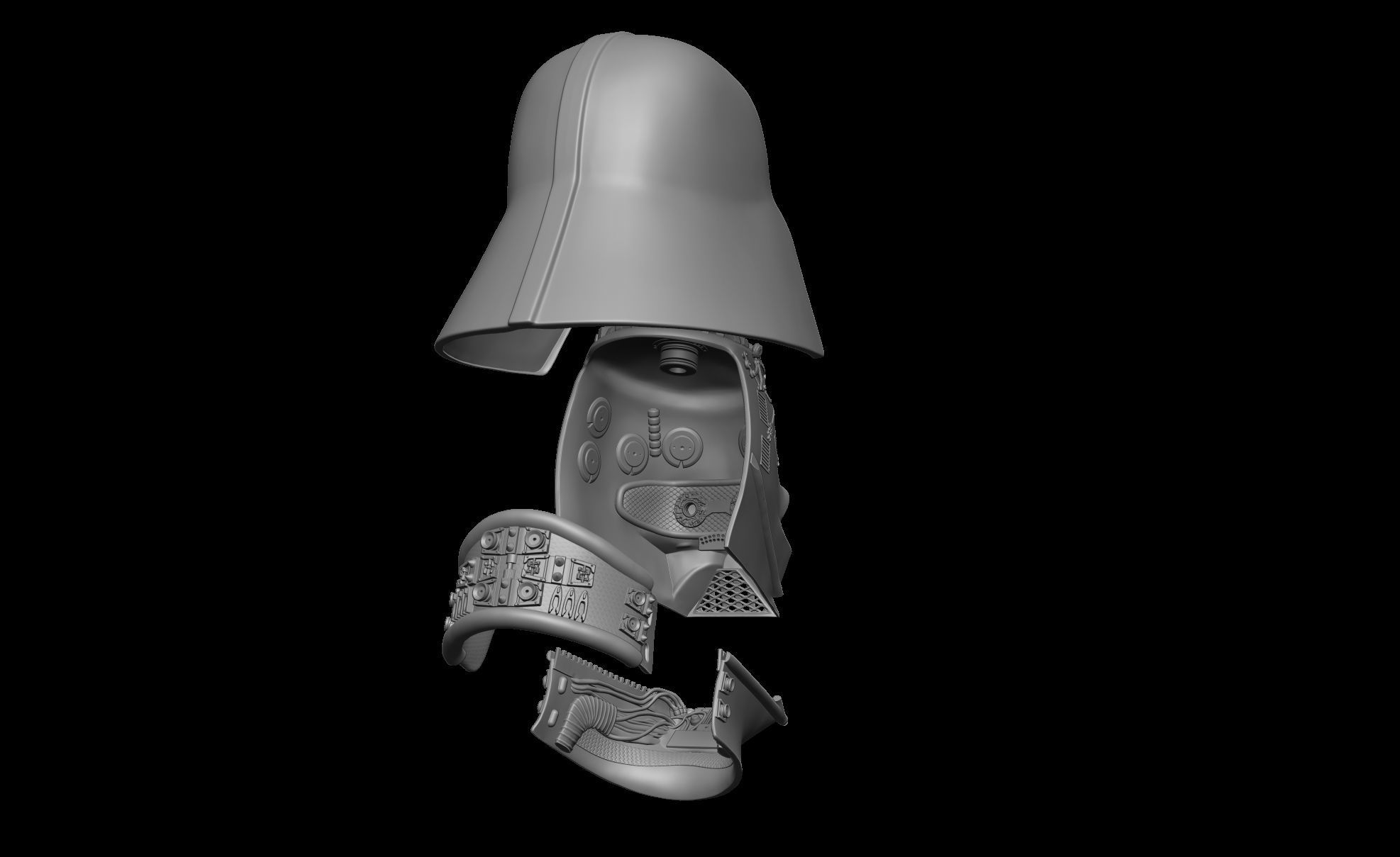 Darth Vader helmet ROTJ reveal Stand Anakins head Damaged Helm 3D print model_17