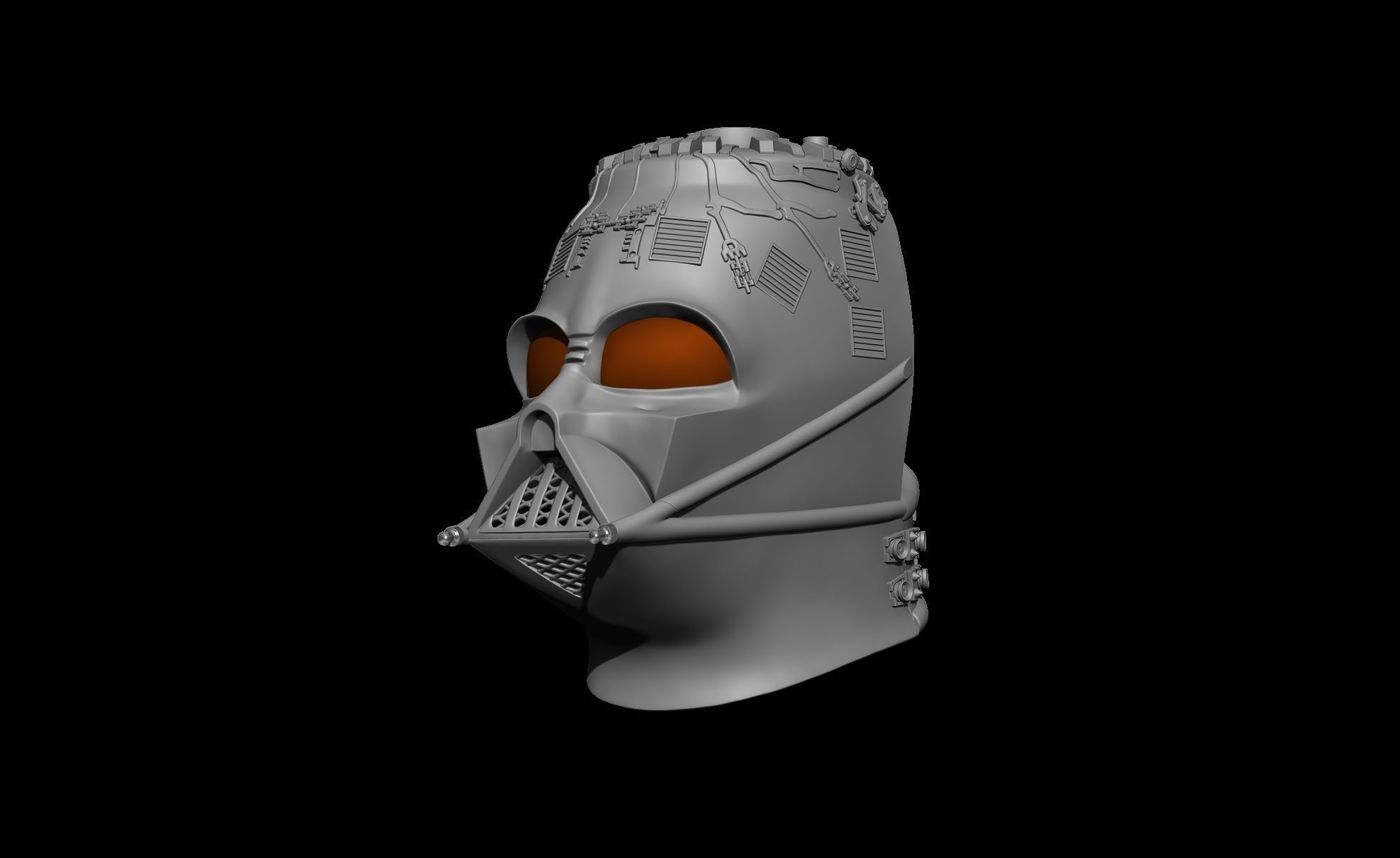 Darth Vader helmet ROTJ reveal Stand Anakins head Damaged Helm 3D print model_22