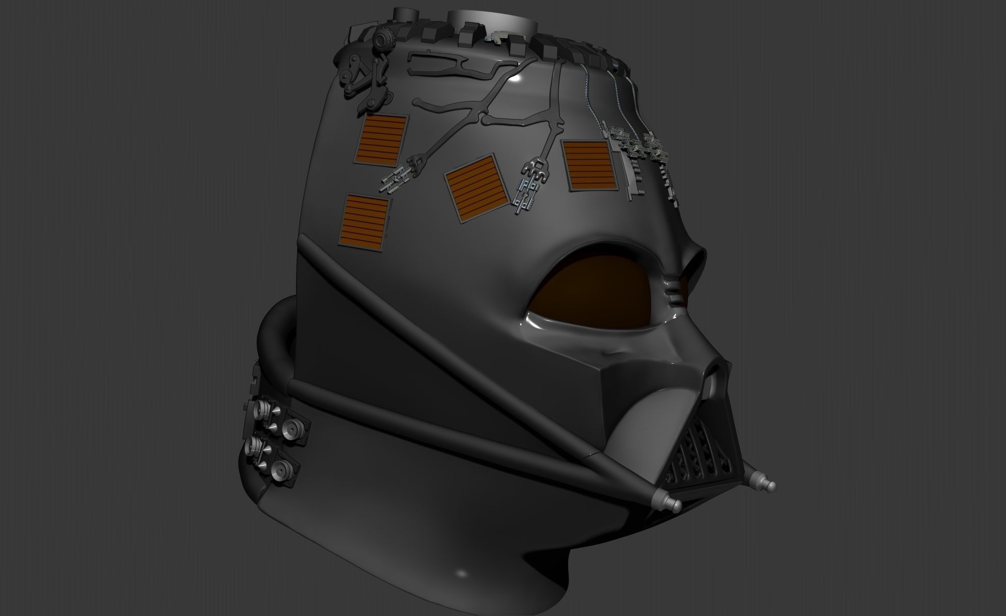 Darth Vader helmet ROTJ reveal Stand Anakins head Damaged Helm 3D print model_11