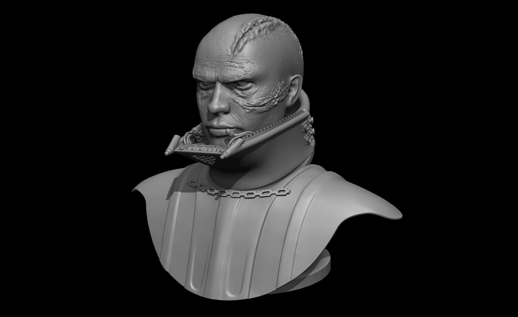 Darth Vader helmet ROTJ reveal Stand Anakins head Damaged Helm 3D print model_9