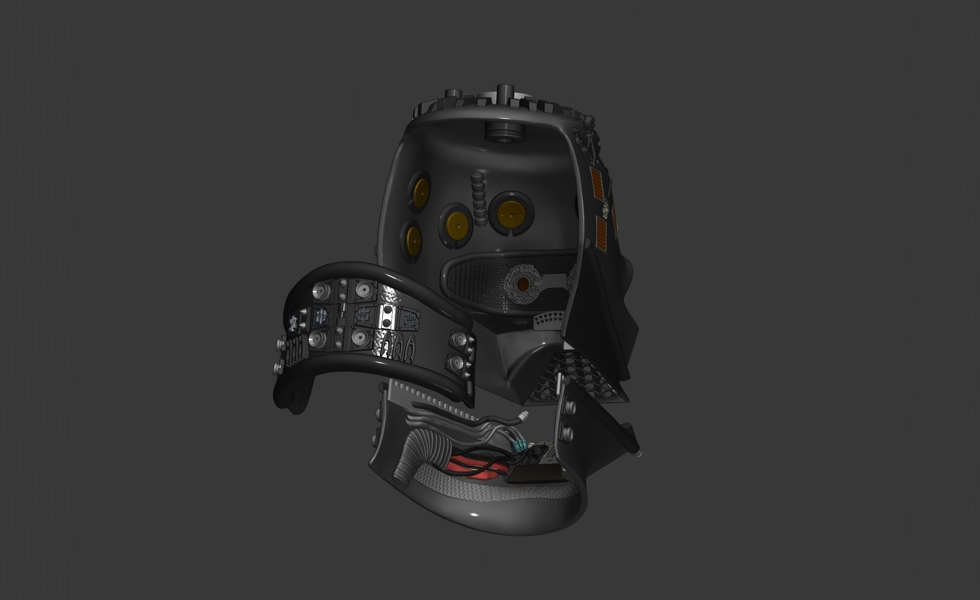 Darth Vader helmet ROTJ reveal Stand Anakins head Damaged Helm 3D print model_3