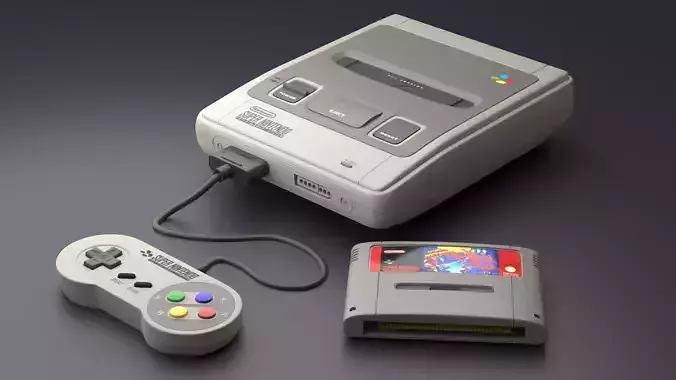 SNES Super Nintendo Entertainment System PAL Low-poly 3D model