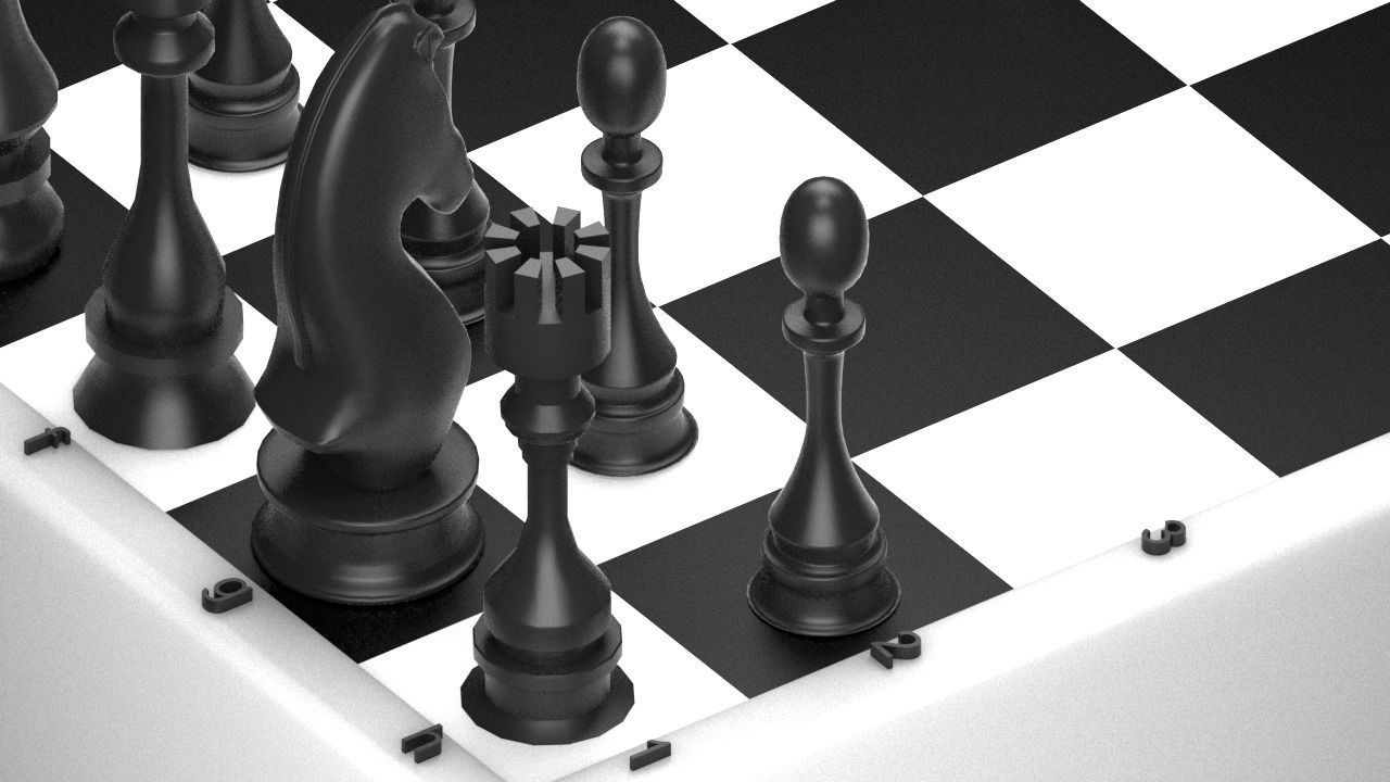 Chess figures on board 3D model_9