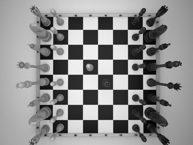 Chess figures on board 3D model_5