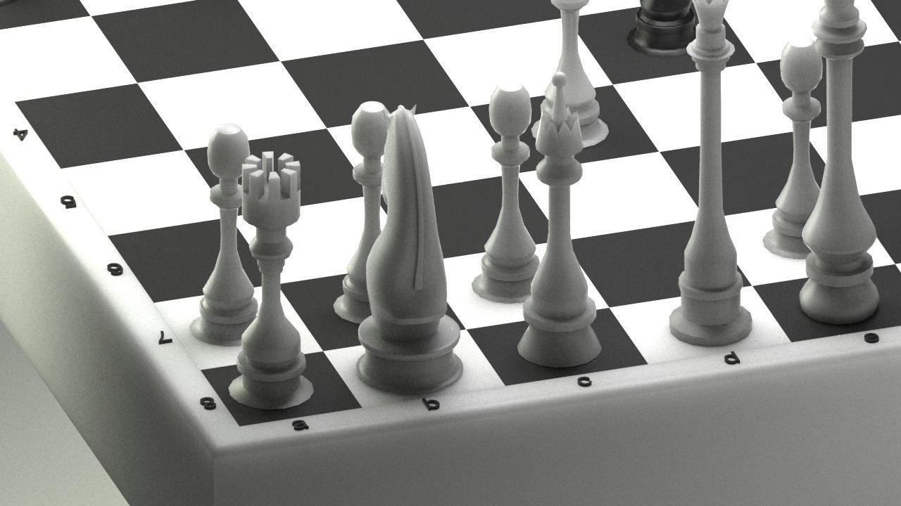 Chess figures on board 3D model_6