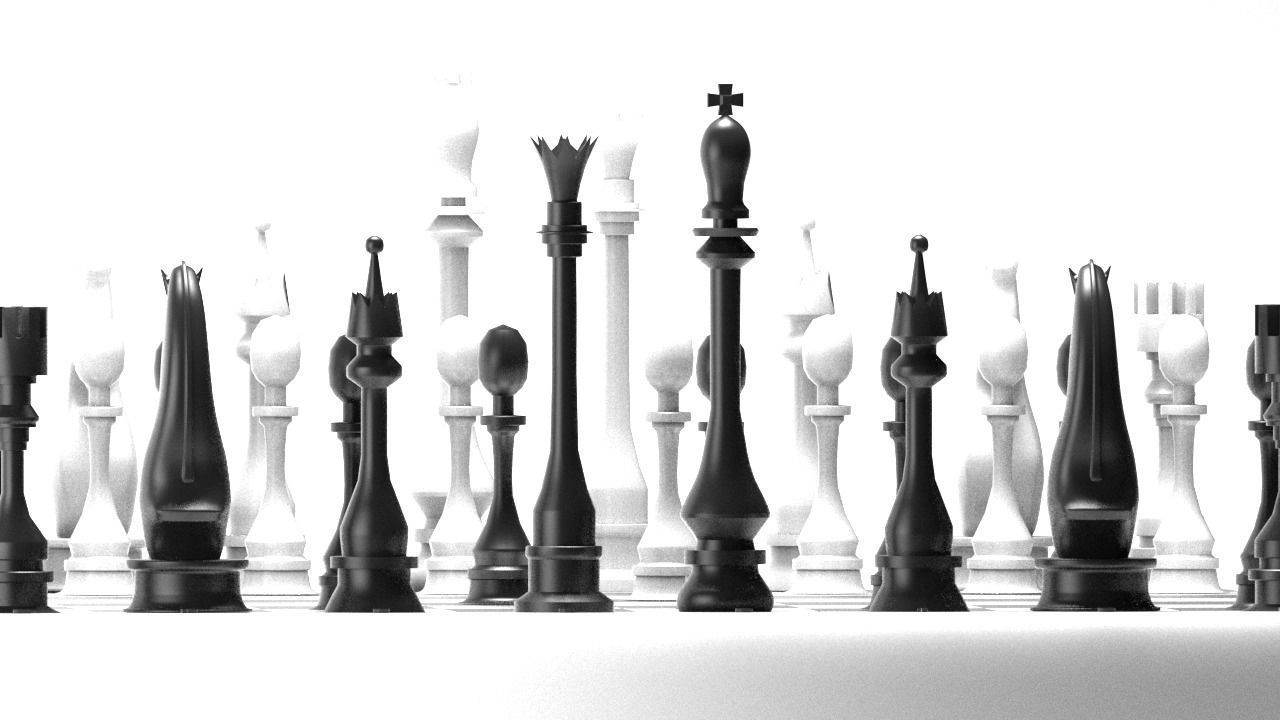 Chess figures on board 3D model_7