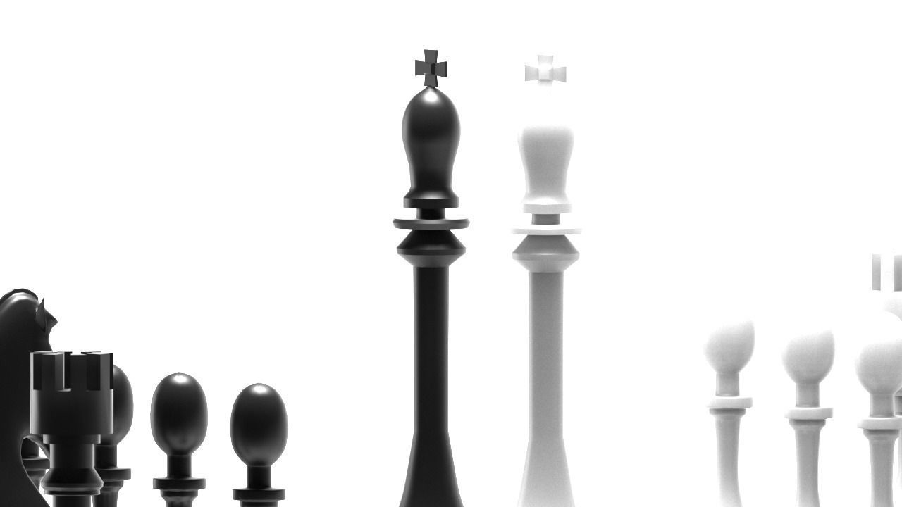 Chess figures on board 3D model_8