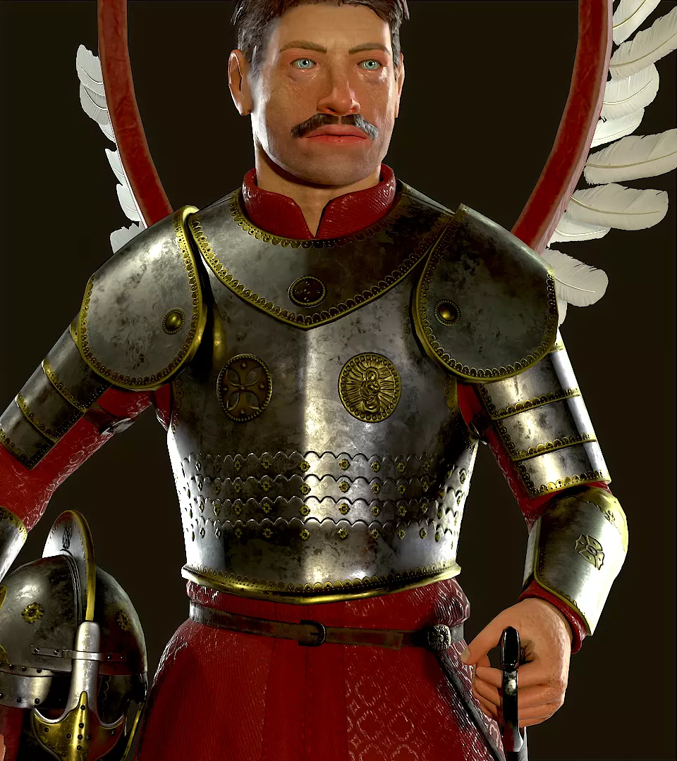 Polish winged hussar Low-poly 3D model