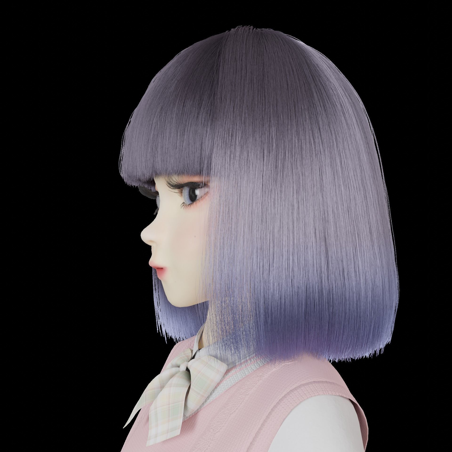 Short realistic hair blender particle render cycle 3D model_10
