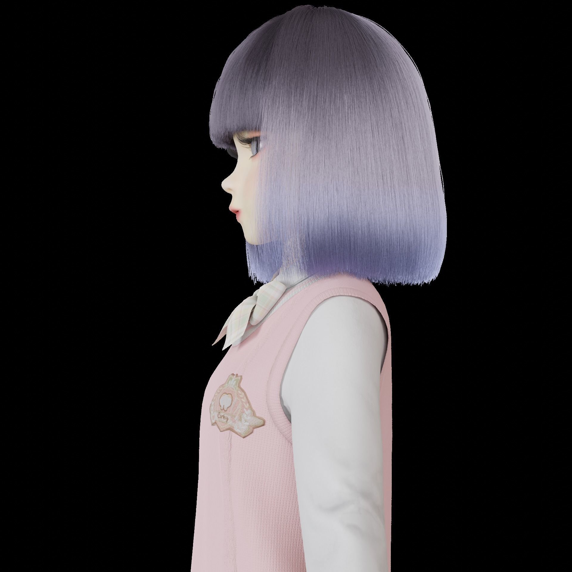 Short realistic hair blender particle render cycle 3D model_7