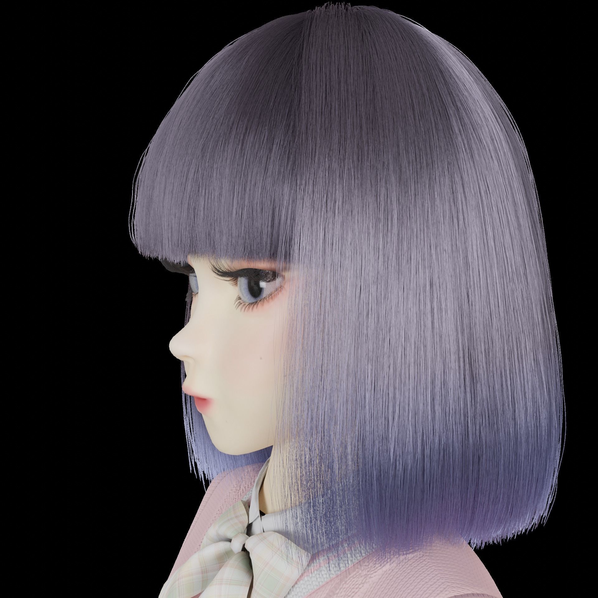 Short realistic hair blender particle render cycle 3D model_5