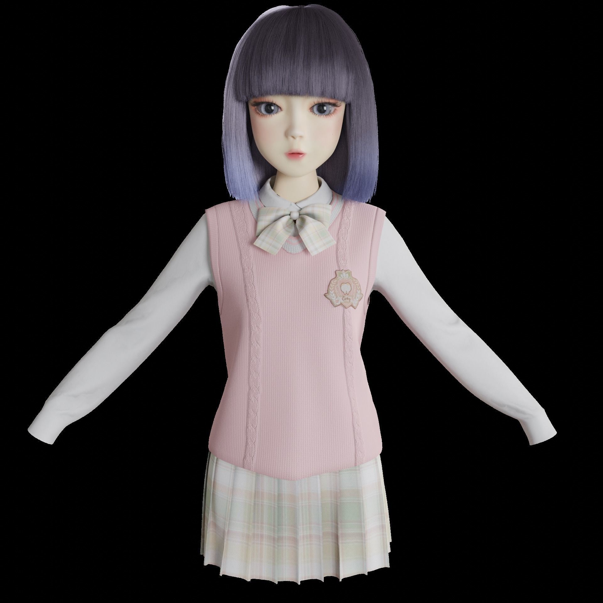 Short realistic hair blender particle render cycle 3D model_4