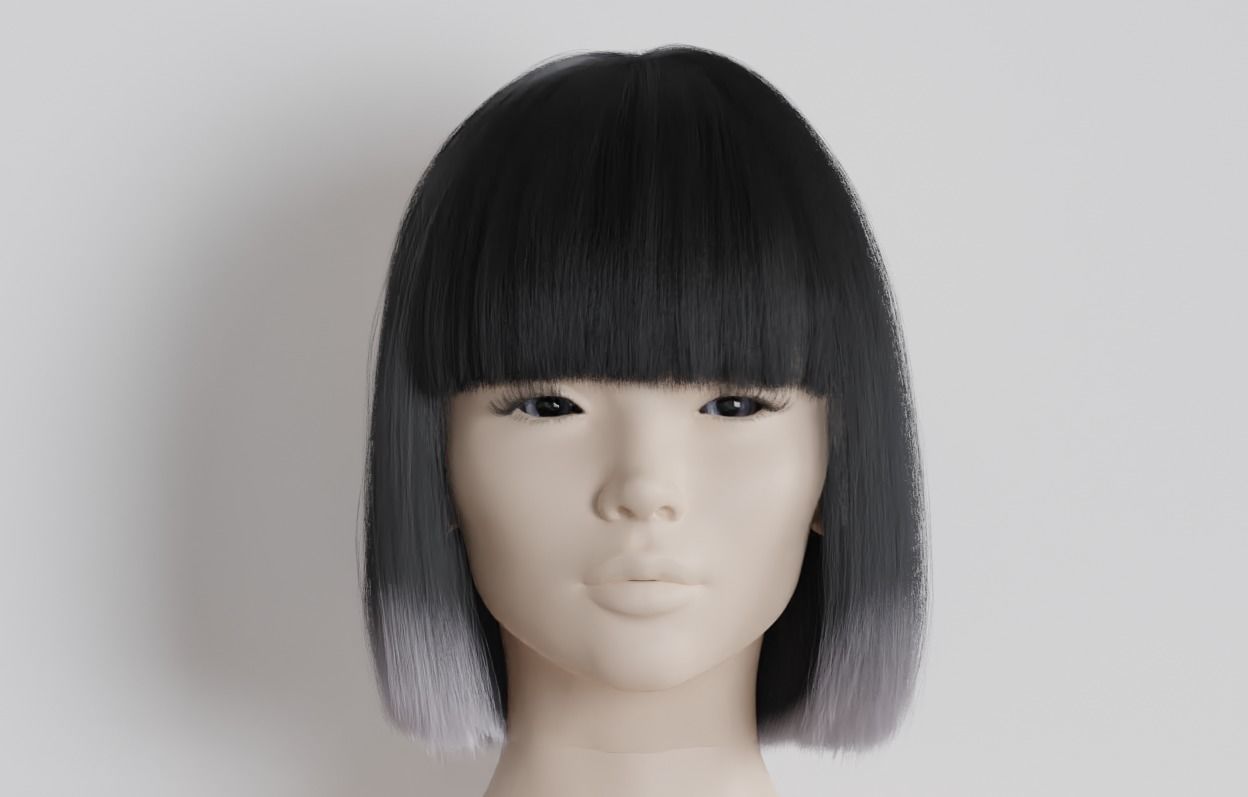 Short realistic hair blender particle render cycle 3D model_12