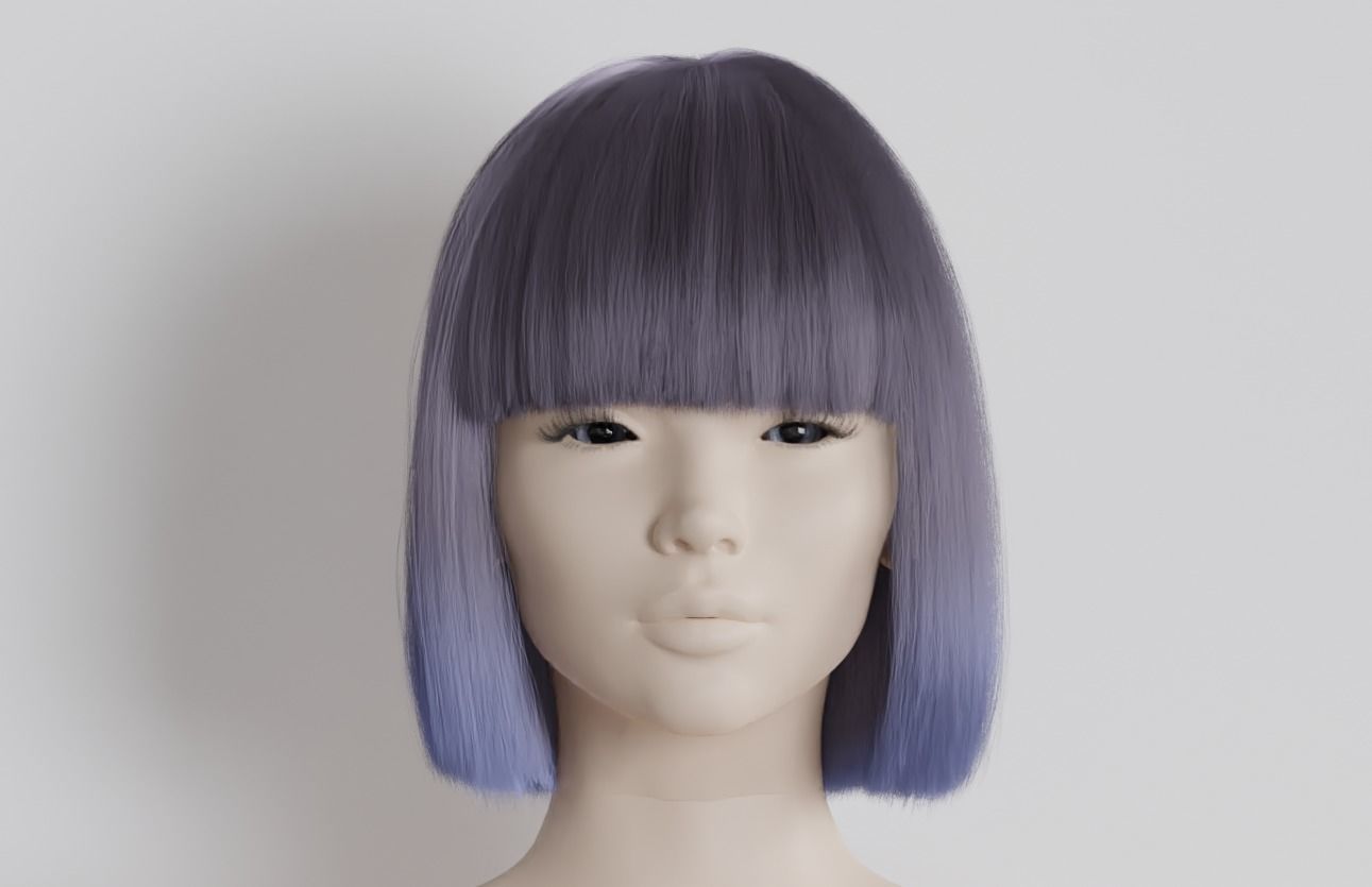 Short realistic hair blender particle render cycle 3D model_11