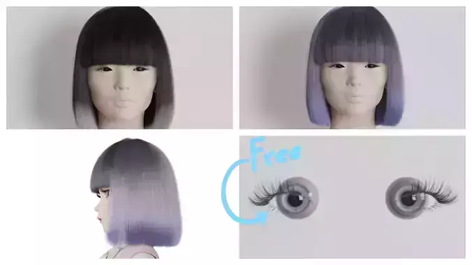 Short realistic hair blender particle render cycle 3D model