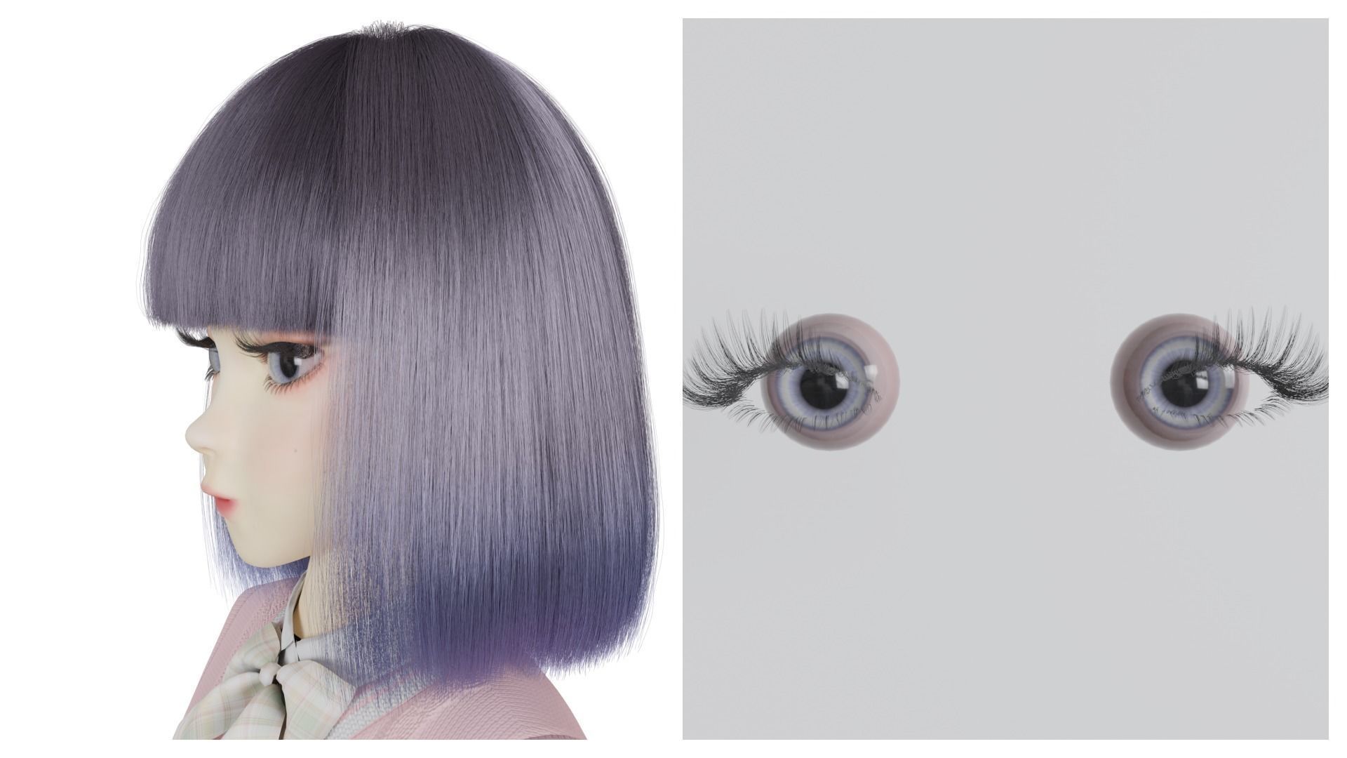 Short realistic hair blender particle render cycle 3D model_1