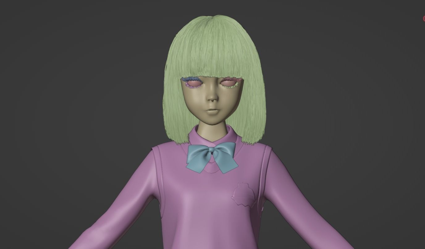 Short realistic hair blender particle render cycle 3D model_18