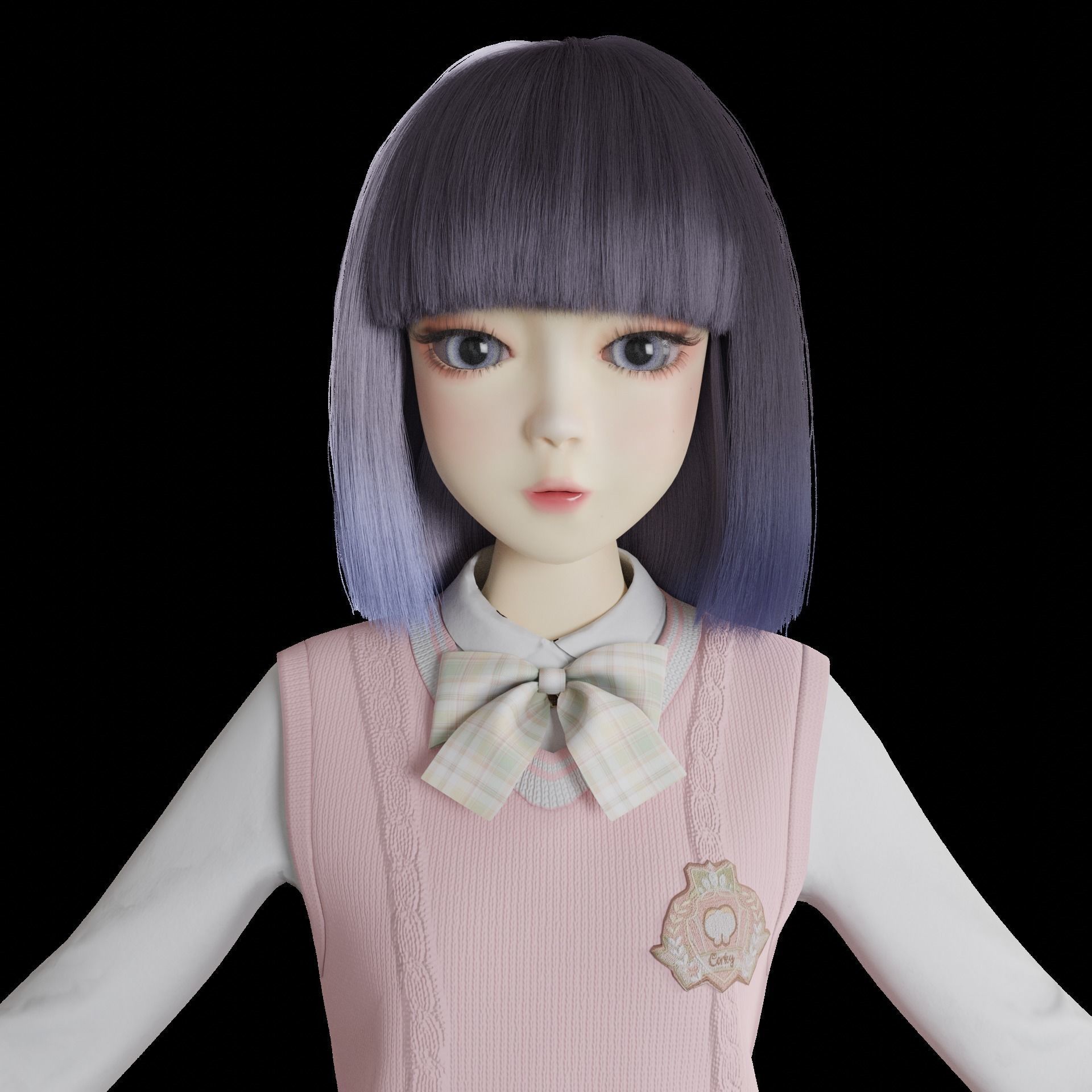 Short realistic hair blender particle render cycle 3D model_6