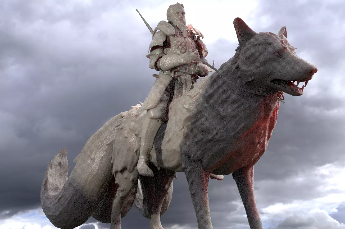 Wolf Viking Warrior 3D model_0