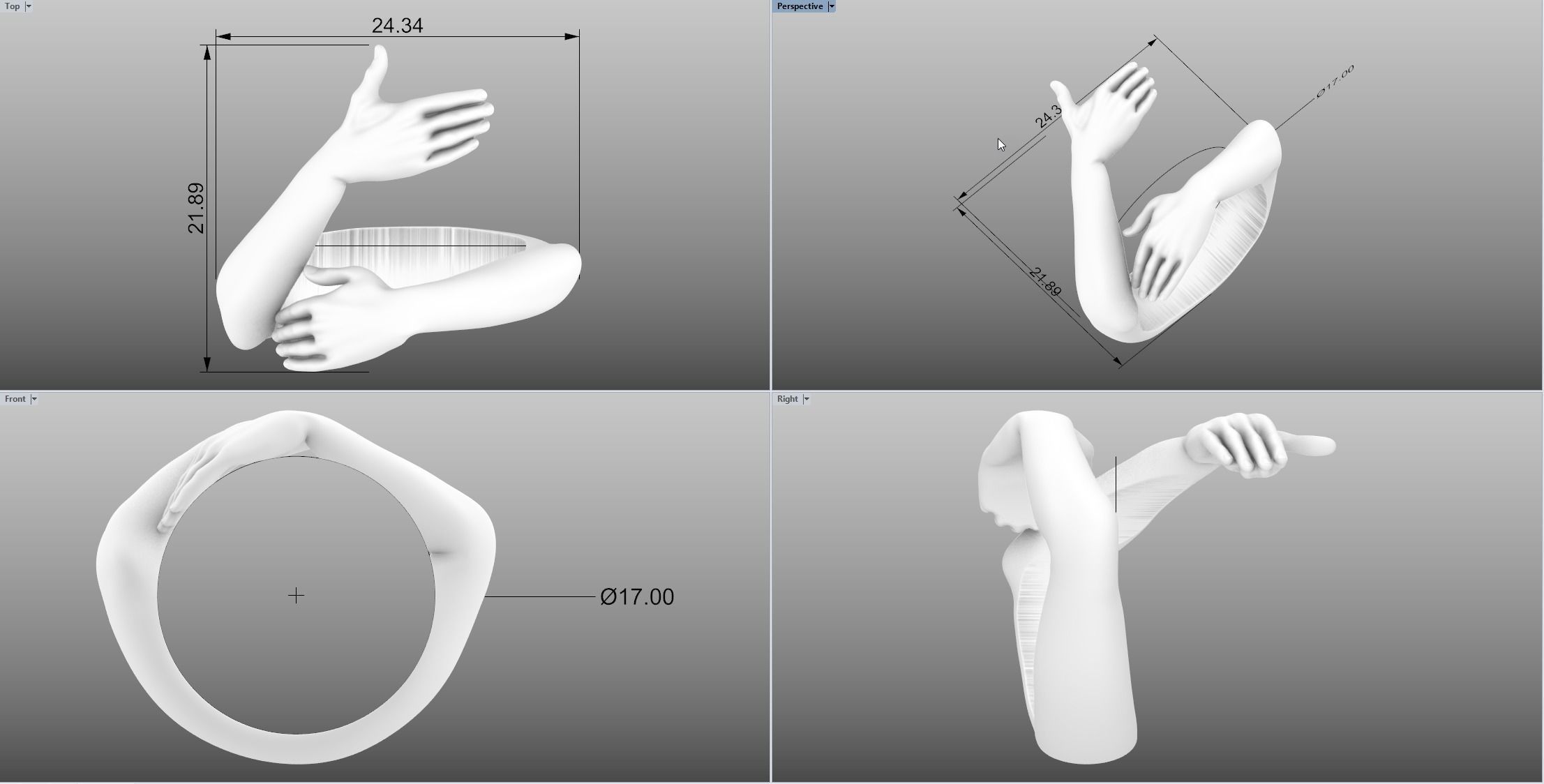The ring Hug 3D print model_4