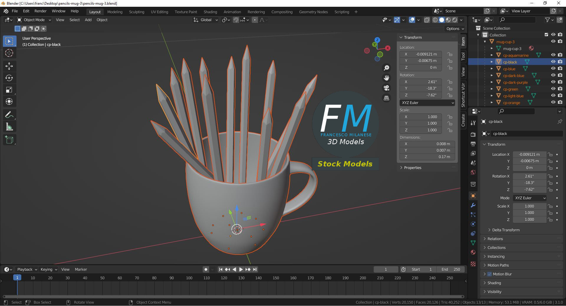 Pencils mug 3 3D model_9