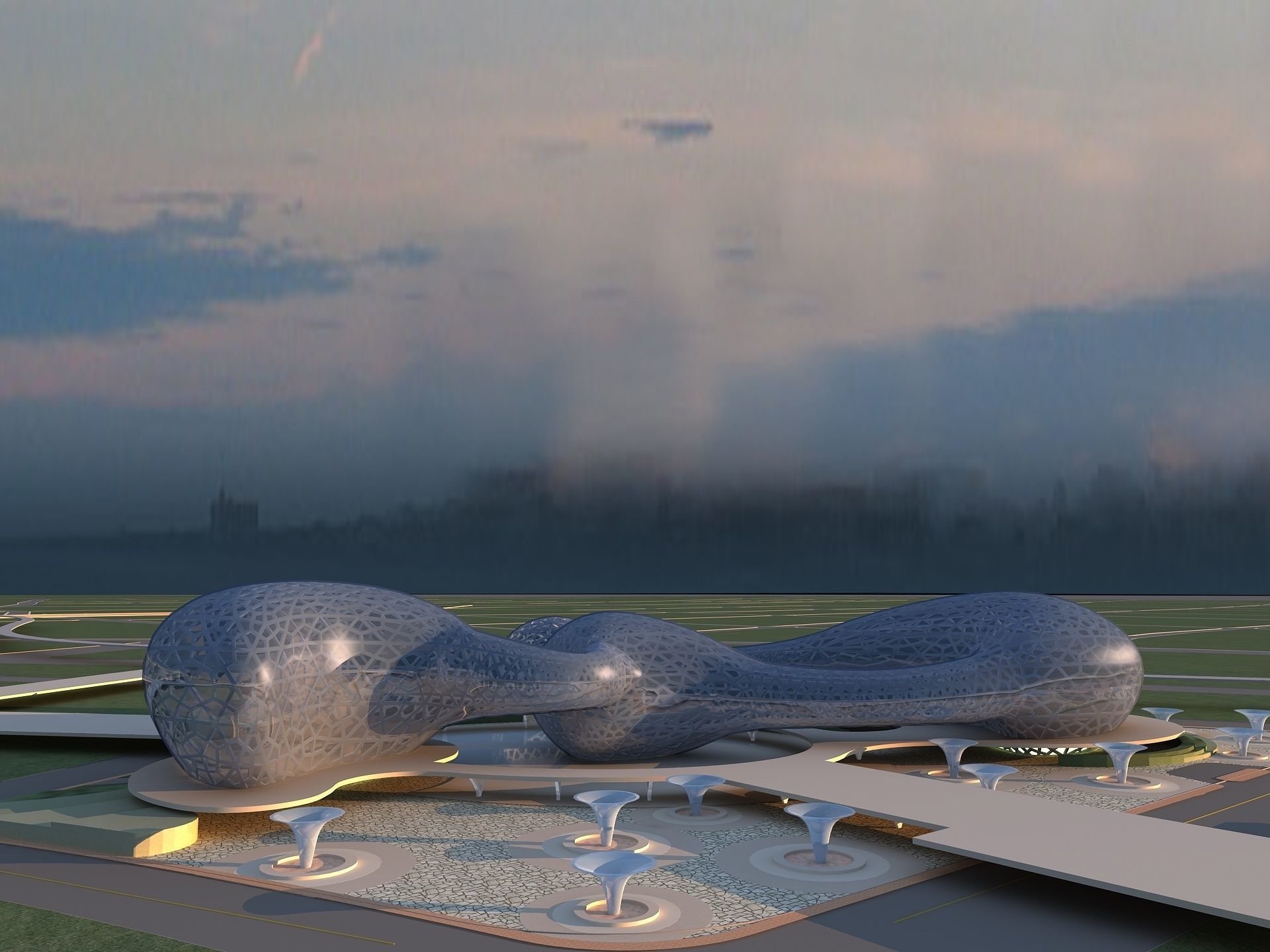 Futuristic Museum 2 3D model_2