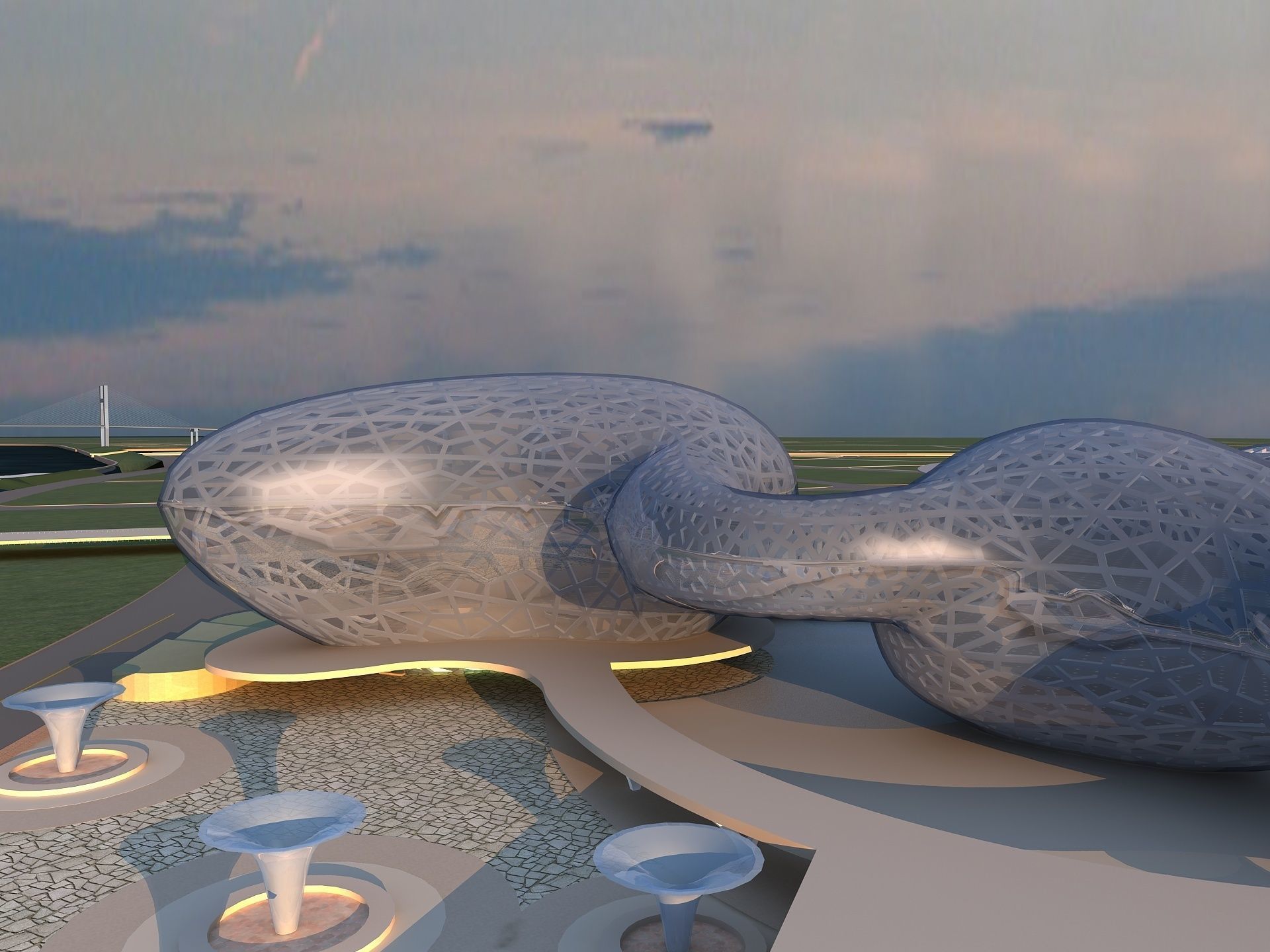 Futuristic Museum 2 3D model_7