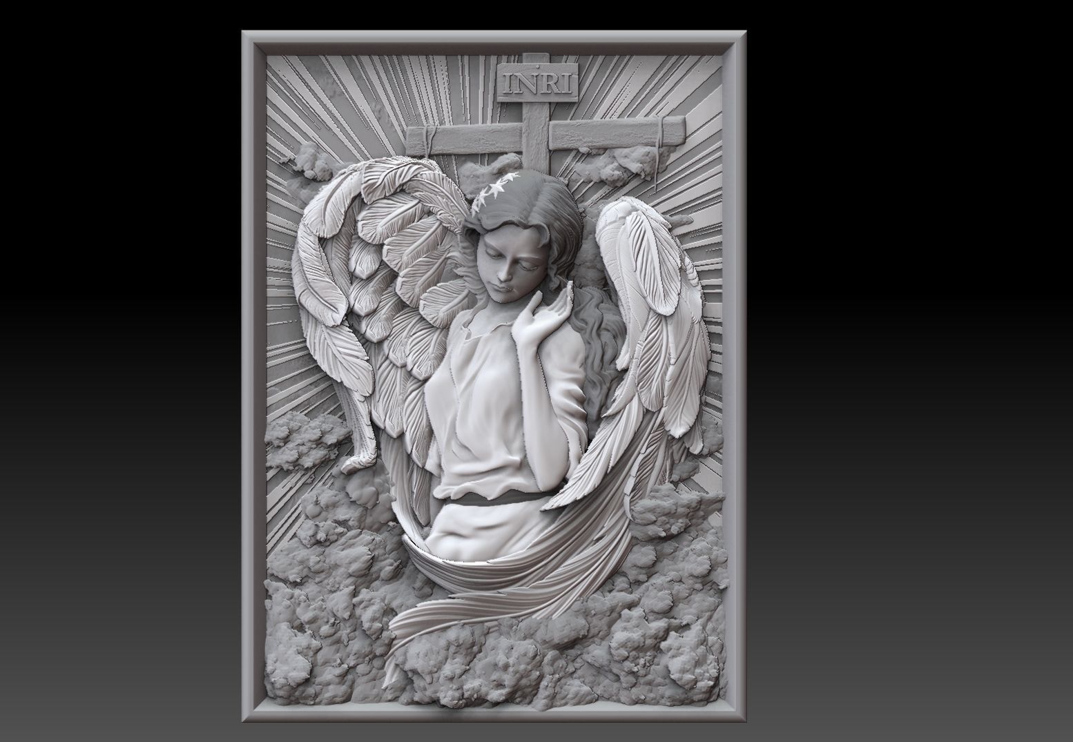 Cute angel girl statue cnc relief 3D print model 3D print model_1