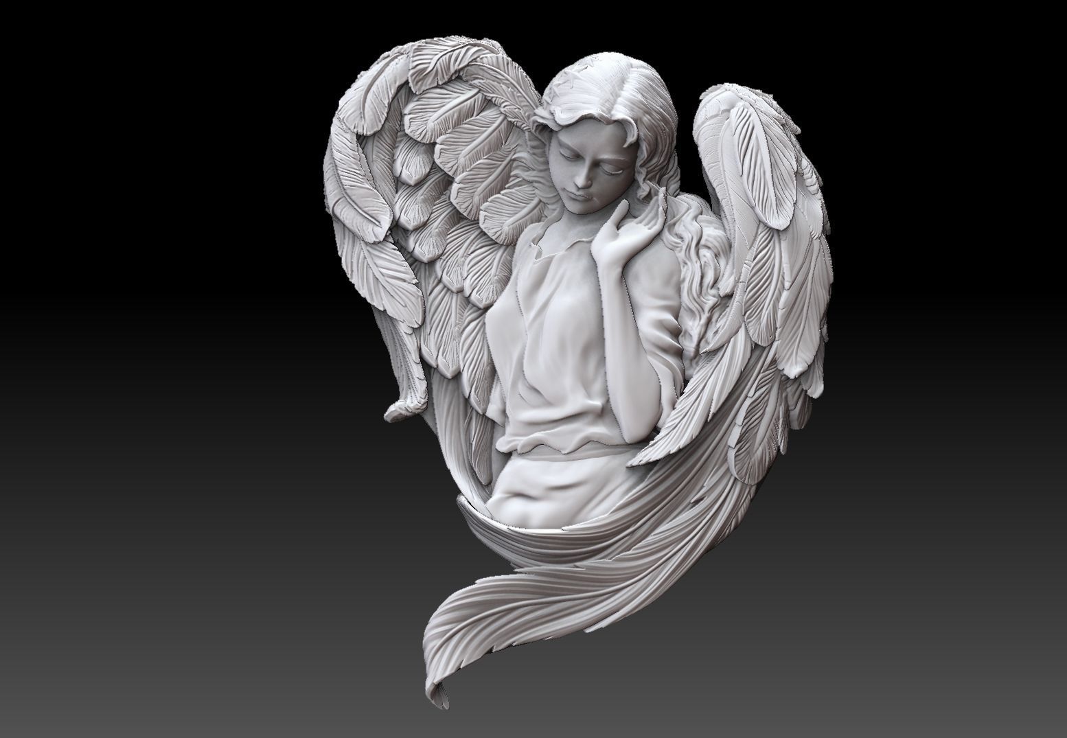 Cute angel girl statue cnc relief 3D print model 3D print model_8