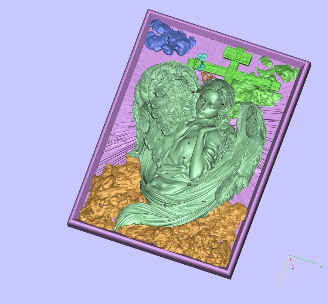 Cute angel girl statue cnc relief 3D print model 3D print model_5