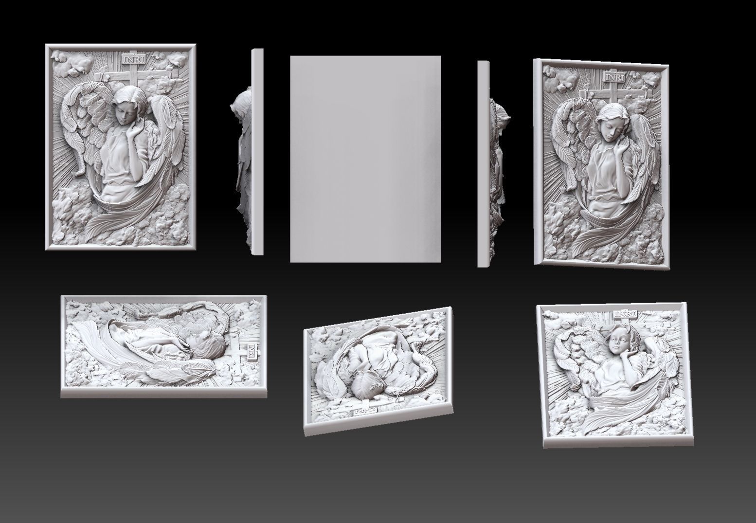 Cute angel girl statue cnc relief 3D print model 3D print model_11