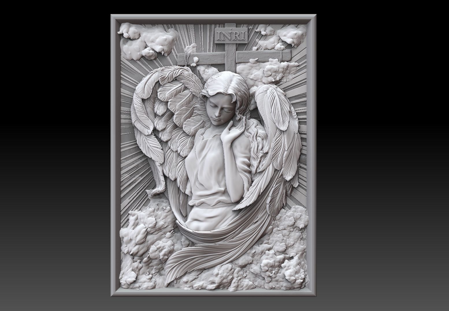 Cute angel girl statue cnc relief 3D print model 3D print model_9