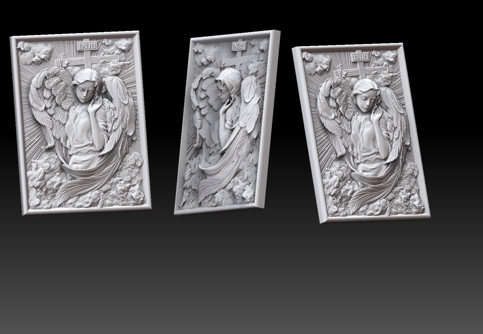 Cute angel girl statue cnc relief 3D print model 3D print model_12