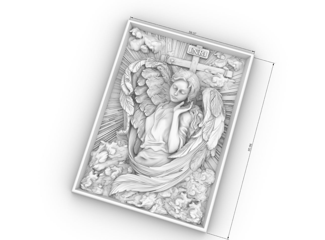 Cute angel girl statue cnc relief 3D print model 3D print model_3