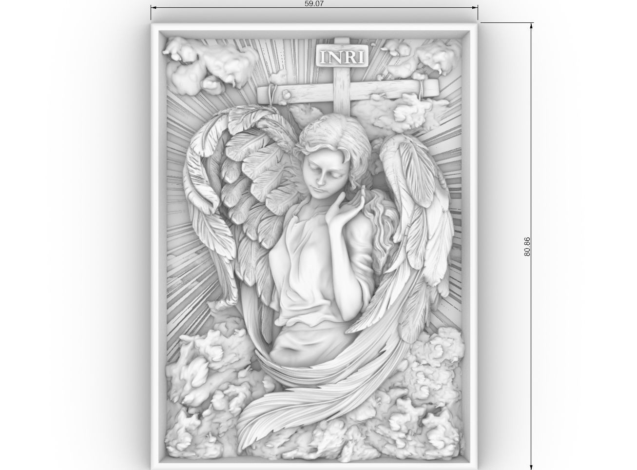 Cute angel girl statue cnc relief 3D print model 3D print model_4