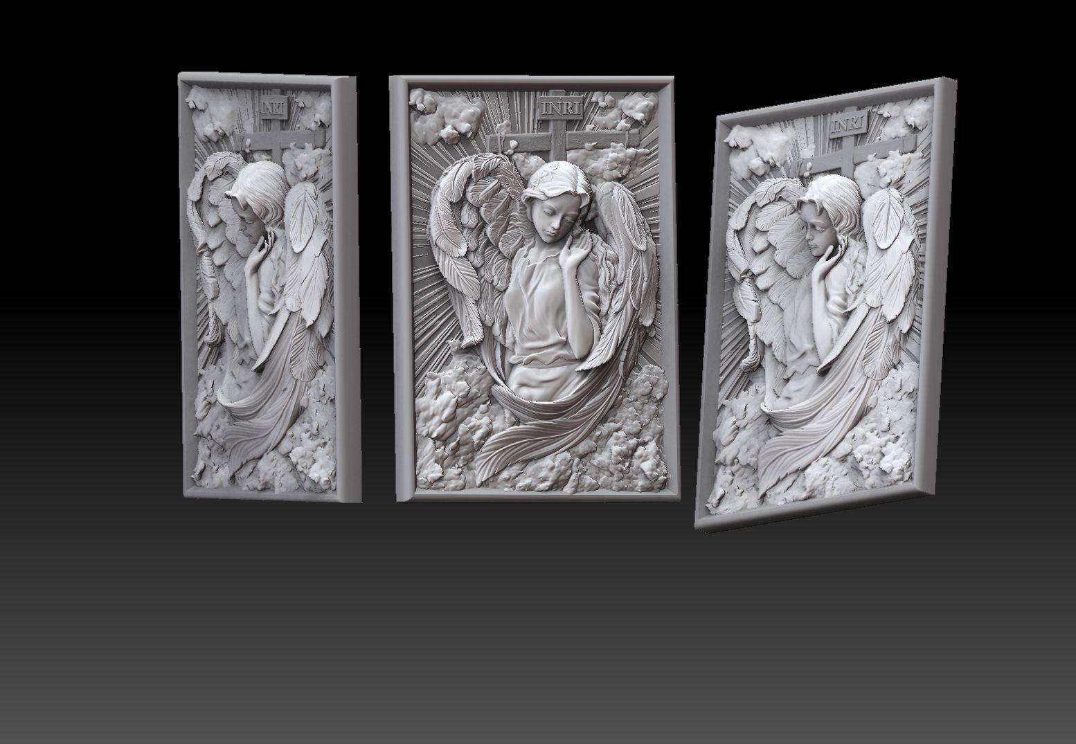 Cute angel girl statue cnc relief 3D print model 3D print model_10