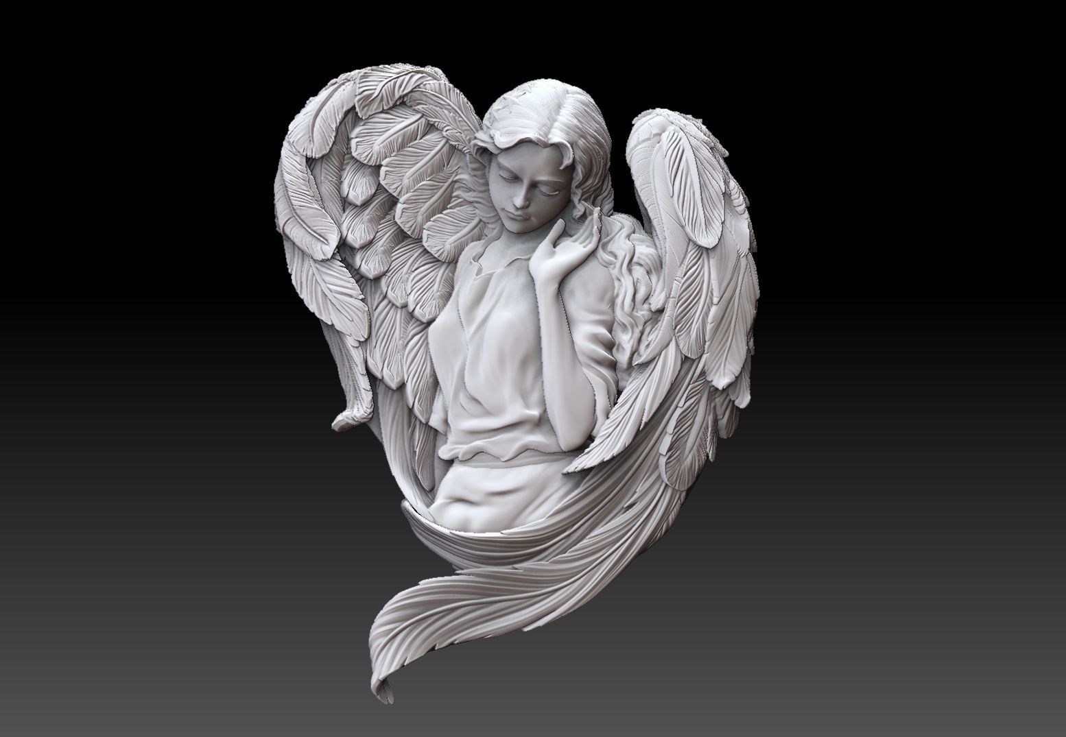 Cute angel girl statue cnc relief 3D print model 3D print model_7