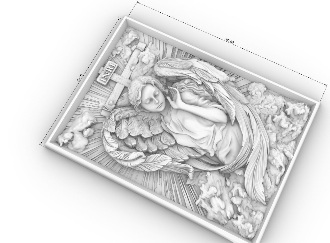 Cute angel girl statue cnc relief 3D print model 3D print model_6