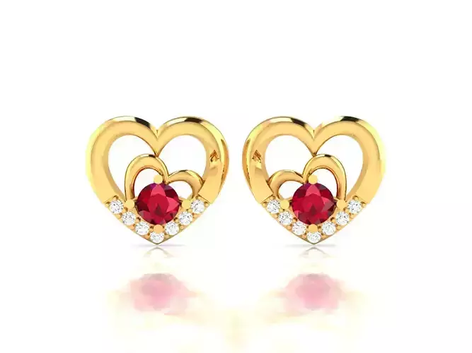 Women Heart Earrings 3dm STL OBJ FBX Render Details
