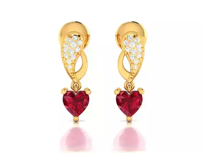 Women Heart Earrings 3dm STL OBJ FBX Render Details