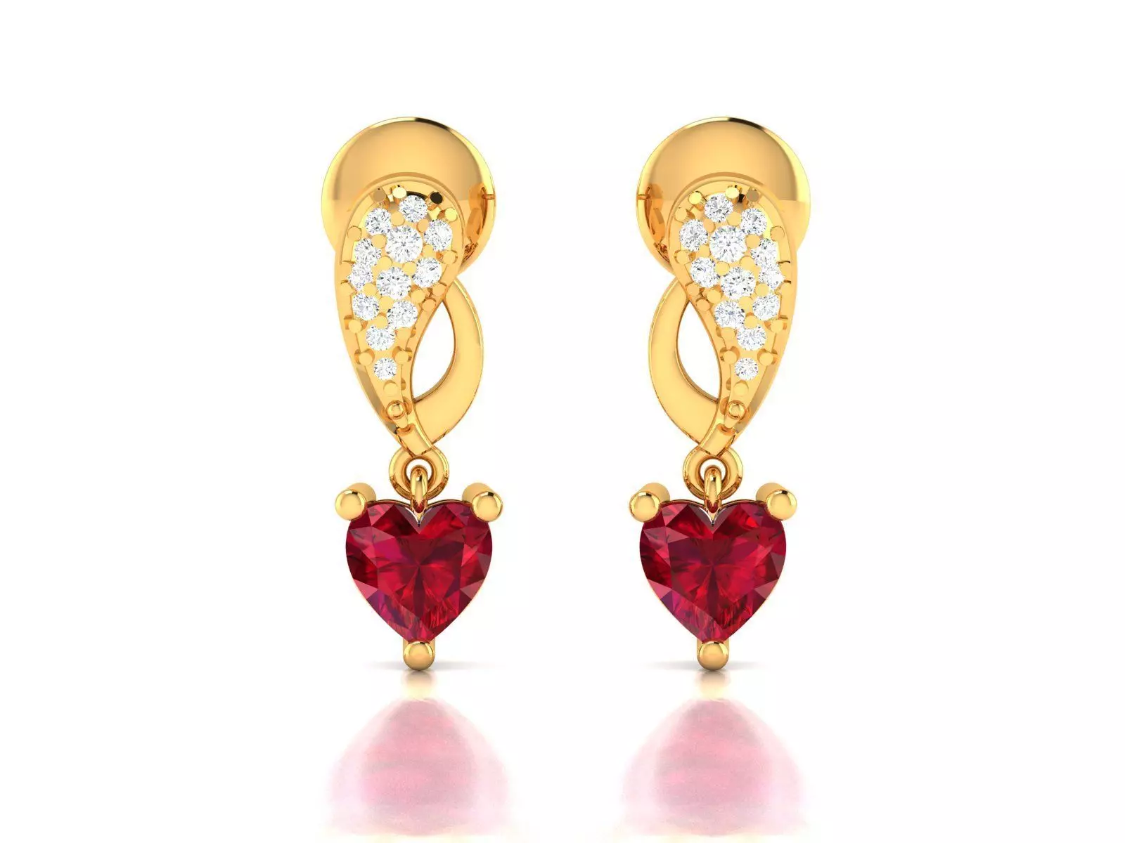 Women Heart Earrings 3dm STL OBJ FBX Render Details 3D print model