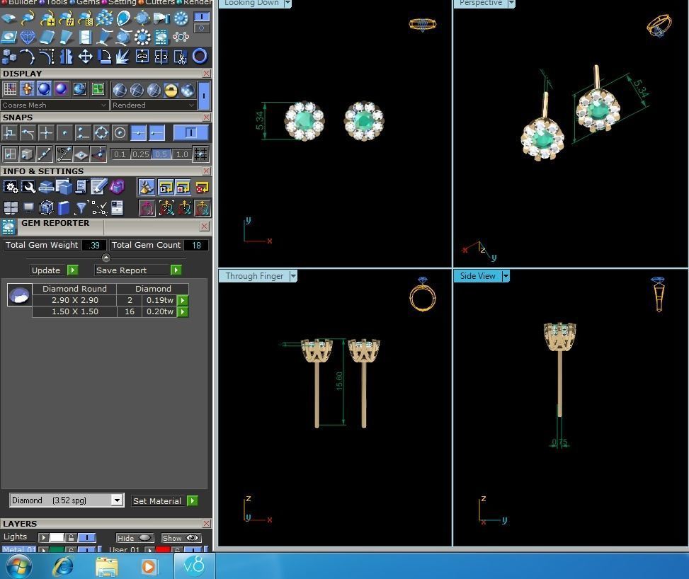 Women Earrings 3dm STL OBJ FBX Render Details 3D print model_7