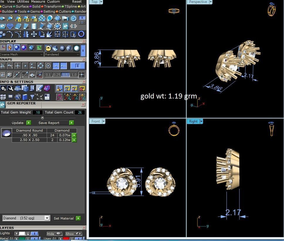 Women Earrings 3dm STL OBJ FBX Render Details 3D print model_6