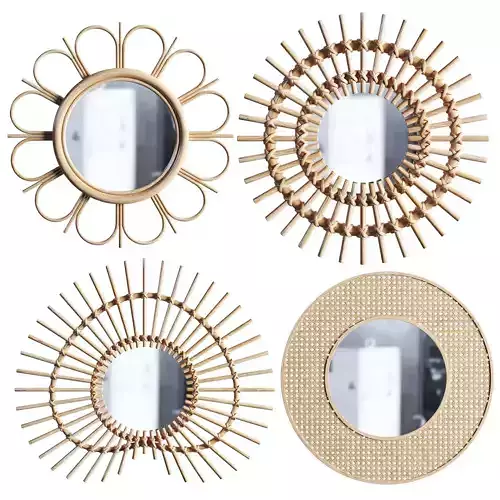 Rattan mirror set
