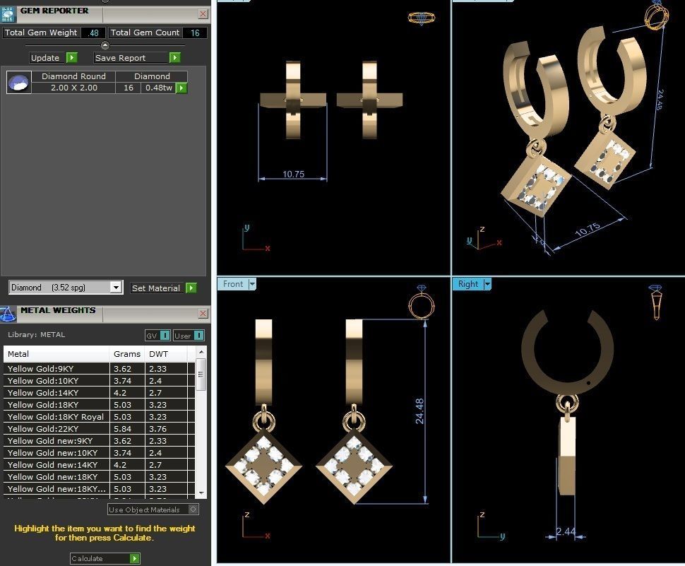 Women Earrings 3dm STL OBJ FBX Render Details 3D print model_6