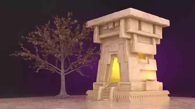 Detailed Mayan Temple Model Full scene  Low-poly 3D model