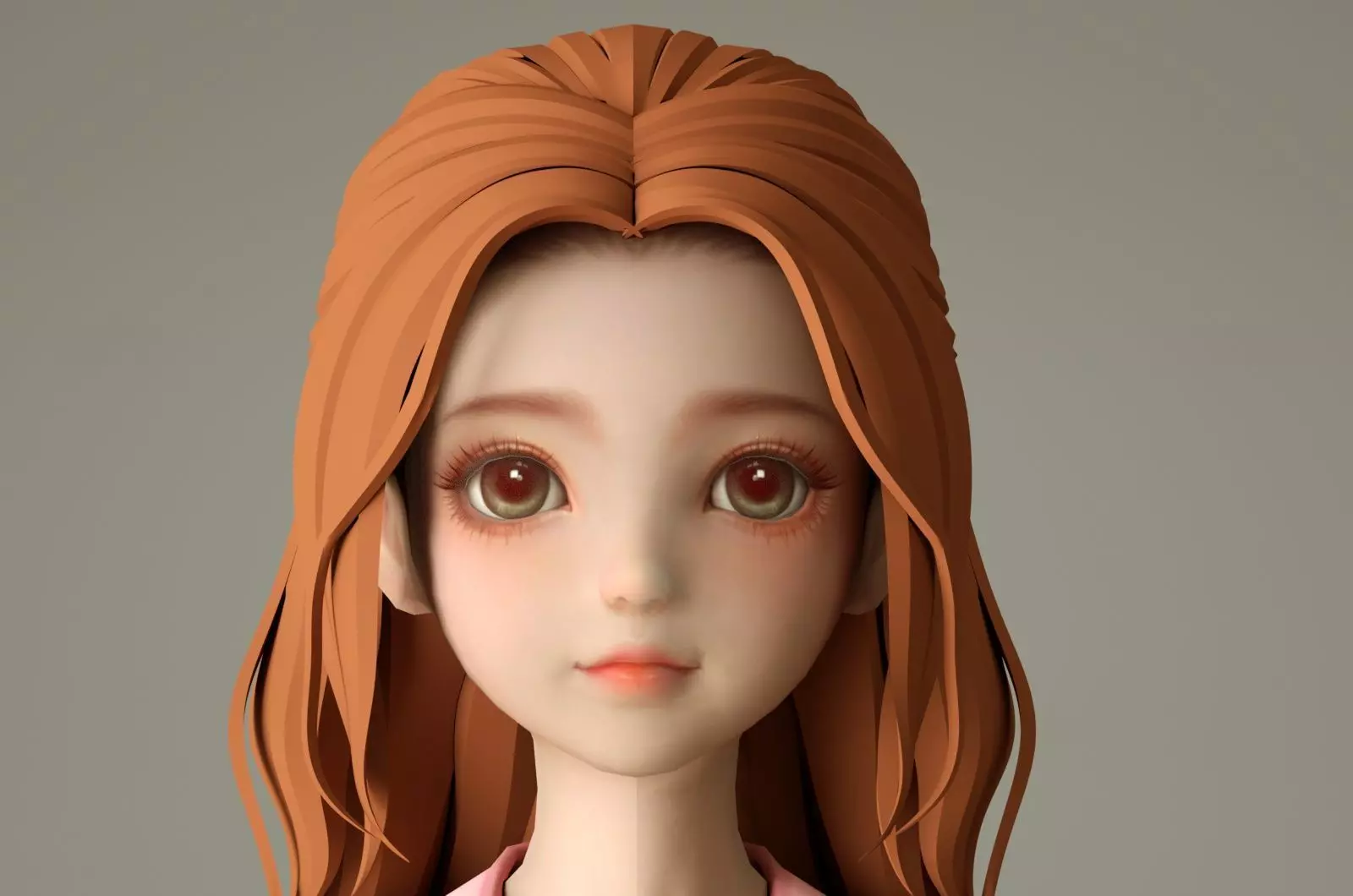 chinese cartoon girl Low-poly 3D model