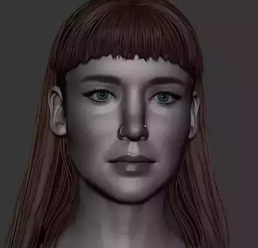 Jennifer Lawrence head sculpt Low-poly 3D model