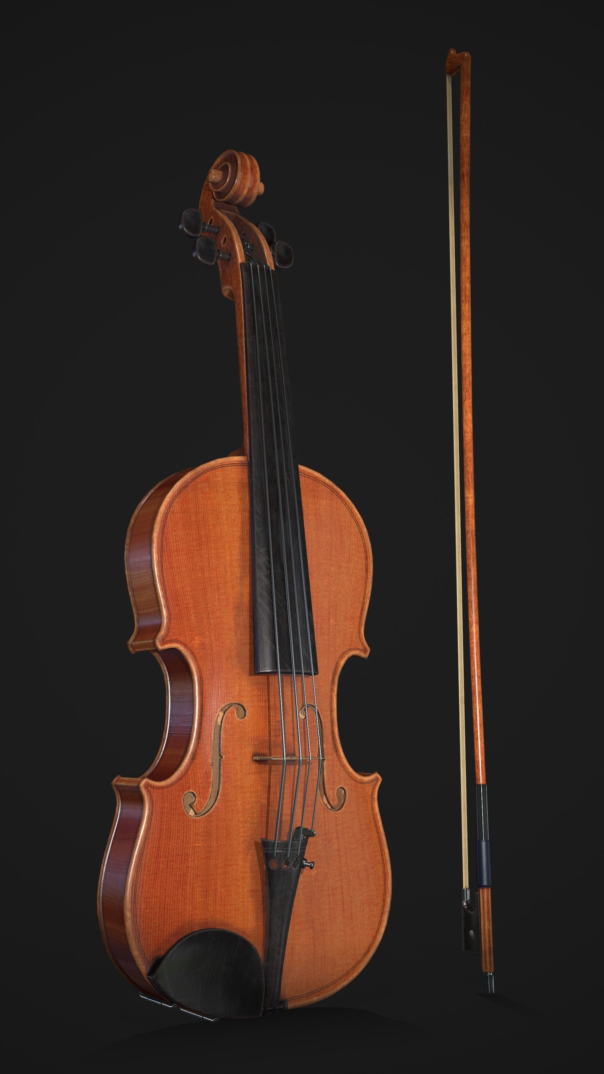 Violin 3D Low Poly Low-poly 3D model_4